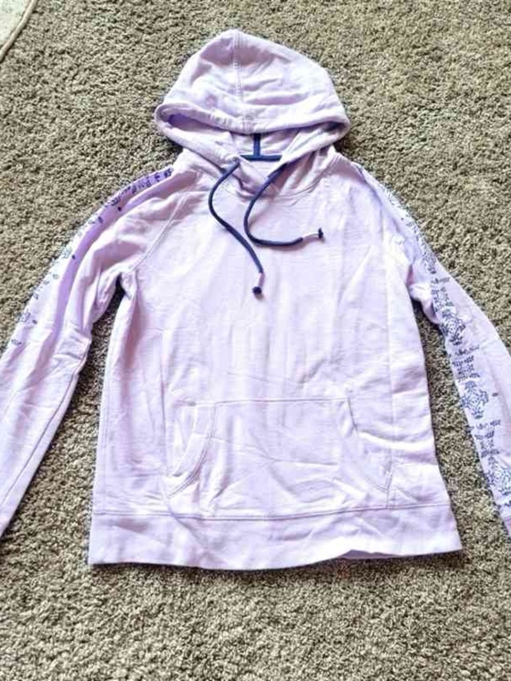 Women's Lavender Hooded Sweatshirt with Sleeve Print